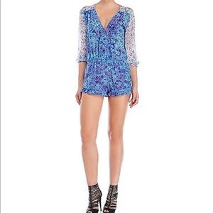 Gypsy 05 Blue Purple Floral Silk Romper. Size: M